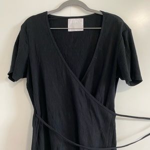 Wrap knit top - black M